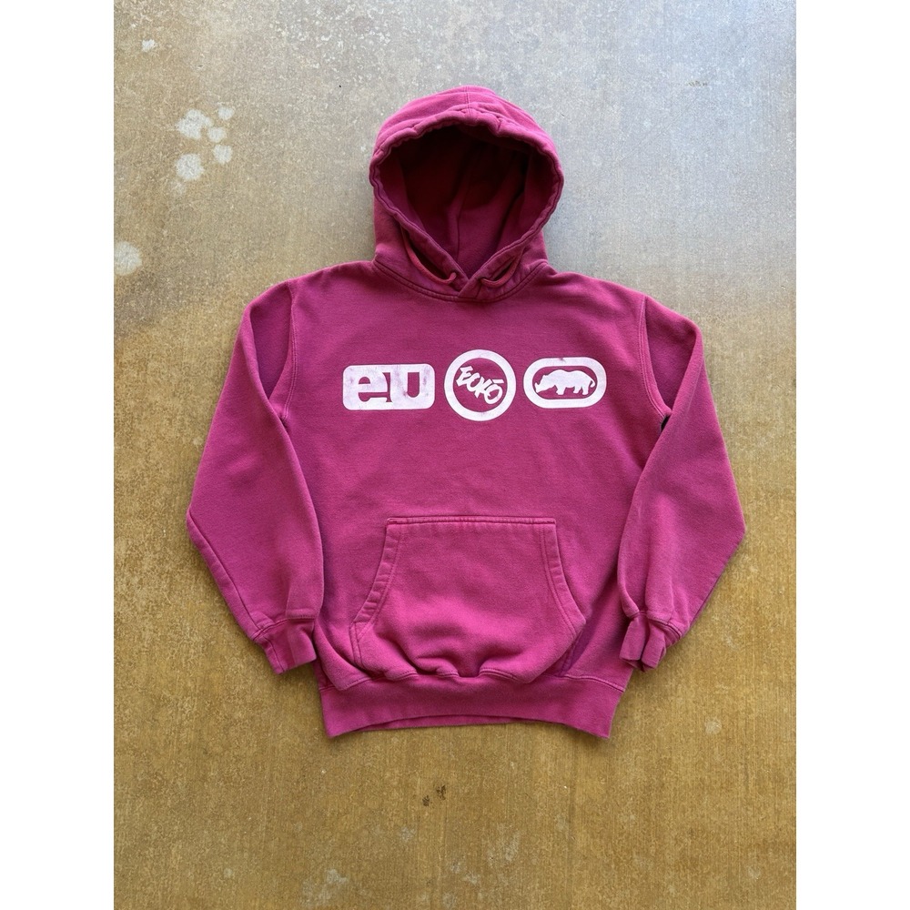 VTG Ecko Unltd Pink Cotton Skater Heavyweight Surfer Y2K Hoodie Sweater WMS (S)